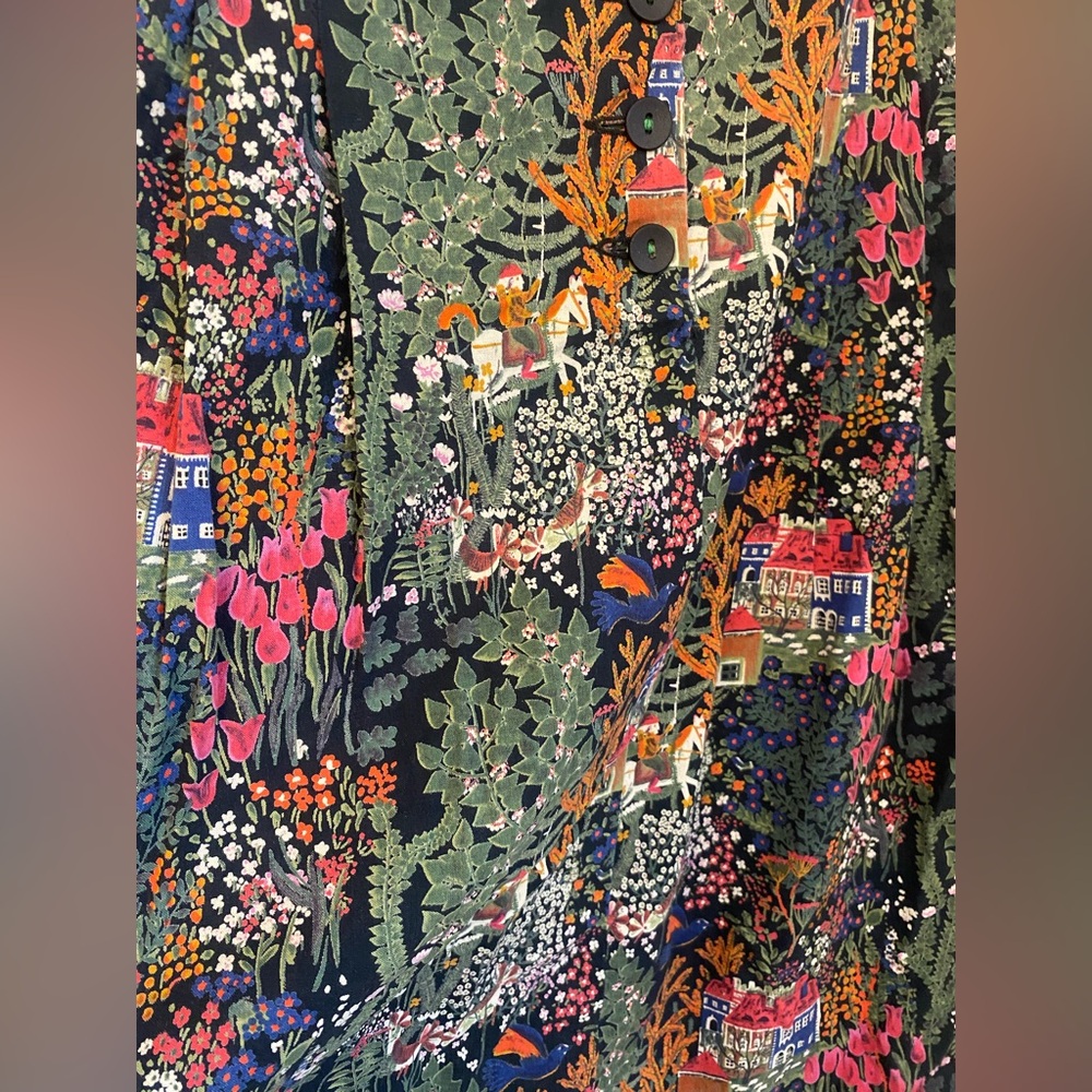 Vintage Collection Toussaint Folk Midi Skirt Cottagecore Whimsical Art to Wear - Picture 11 of 12